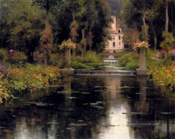 Teich See Wassfall Werke - anzeigen Eine Chateaux Landschaft Louis Aston Knight